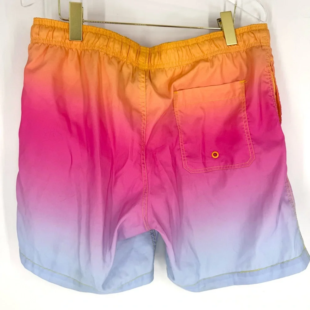 Coca-Cola 1971 Gradient Pink Orange‎ Blue Swim Trunks Men's Large